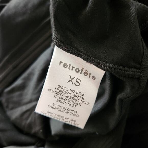 Retrofete Angela Dress Black Silk Size XS Long Sleeve Sheer NWT V Neck - Picture 14 of 15